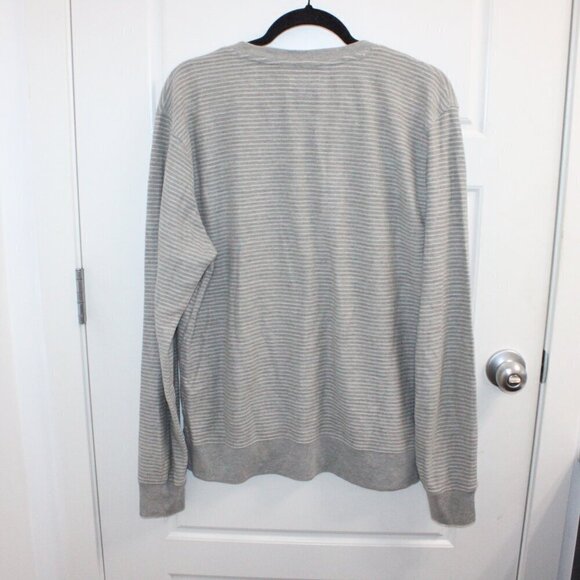 Lucky Brand Crew Neck Sweater Gray Stripe Size Medium - Picture 2 of 5